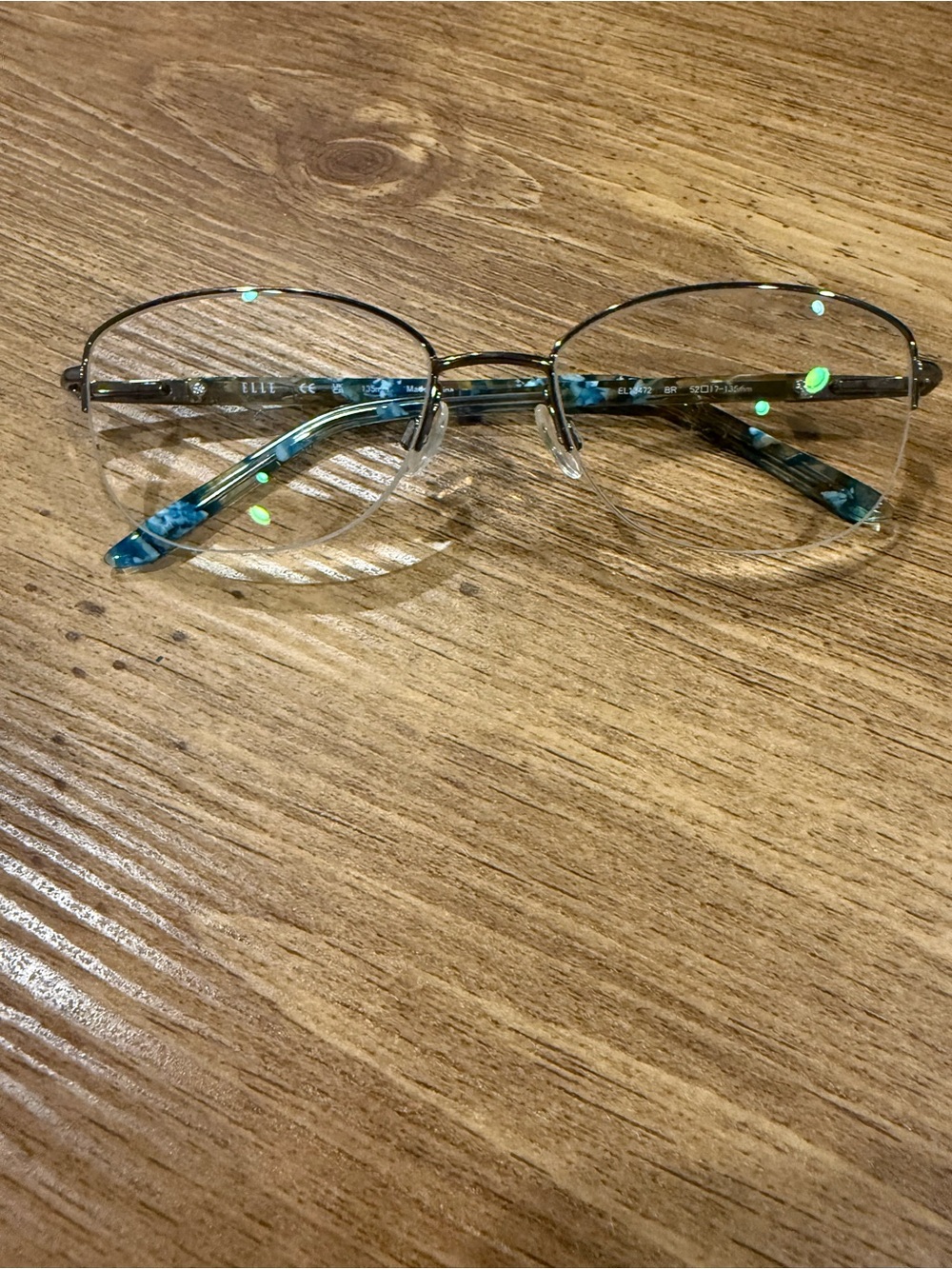 ELLE Women's Eyeglasses EL13472 Brown Metal Rimless Cat Eye 52-17-135 FRAMES